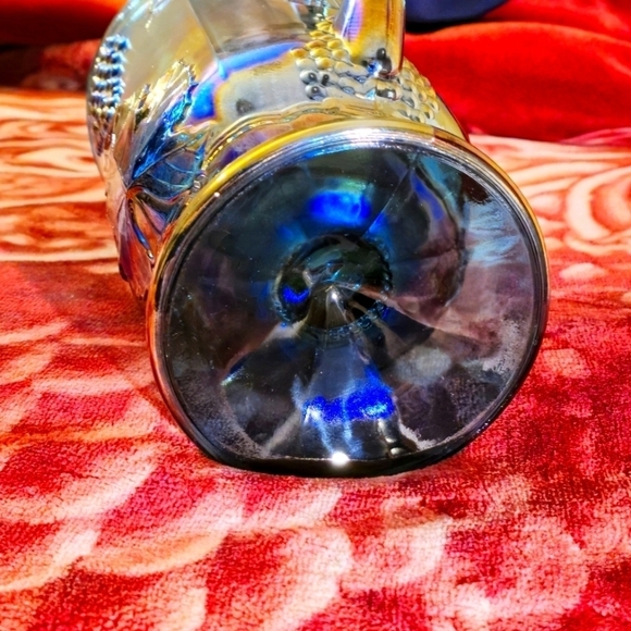 Indiana Glass "Harvest Grape" Iridescent Blue Carnival Glass Pitcher -Colors-WoW - Picture 3 of 10